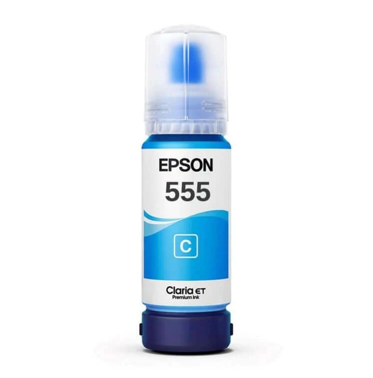 EPSON 555 (T555220) CYAN - BOTELLA DE TINTA DE 70ML PARA MODELO EPSON L8160/L8180 / IMPRESION FOTOGRAFICA / APROX. 6300 PAGINAS